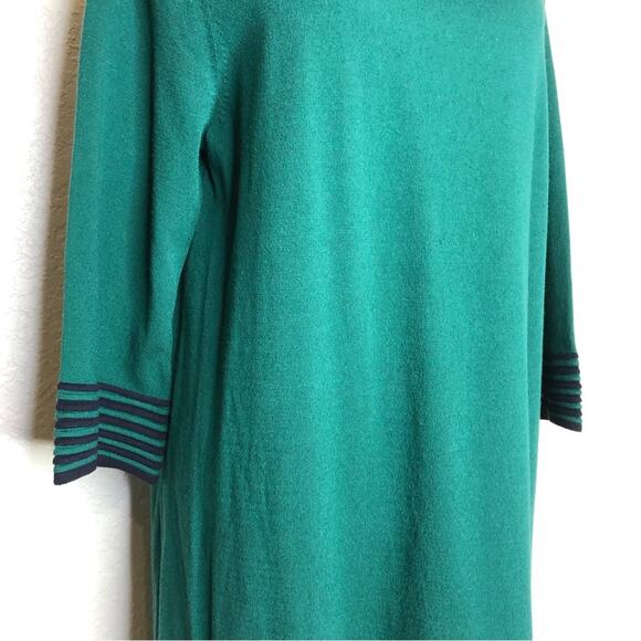 Boden green navy blue striped trim sweater shift dress size 16 - Picture 3 of 16